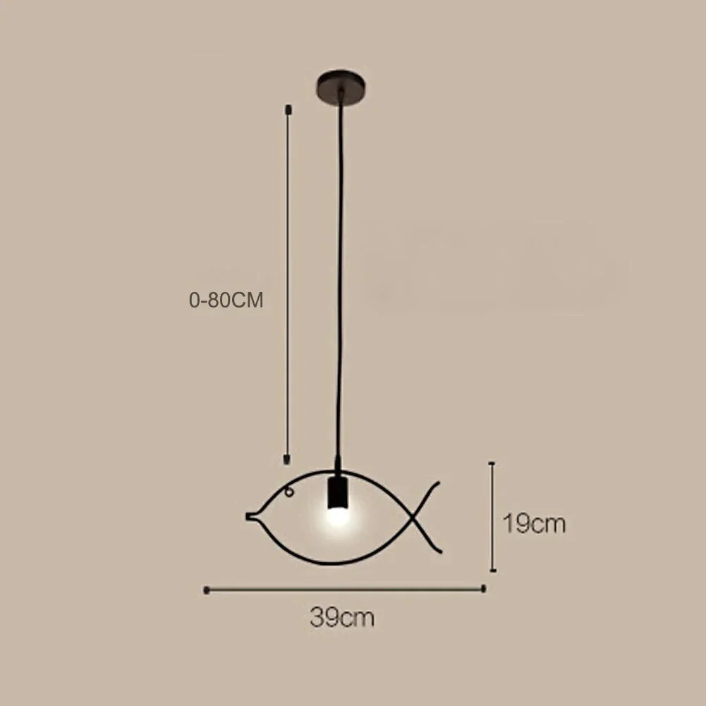 Nordic Simple Iron Chandeliers Creative Restaurant Bar Small Fish Pendant Lamps Decorative E26/E27