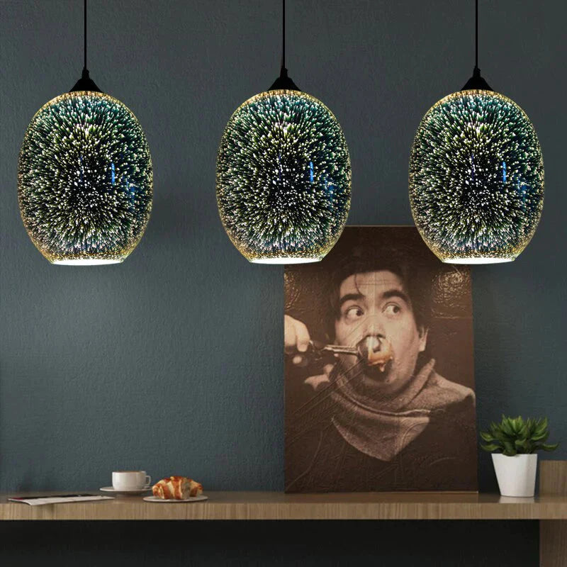 3D Fireworks Glass Pendant Lamp Colorful Ball Hanging For Hotel Living Room Dining Light