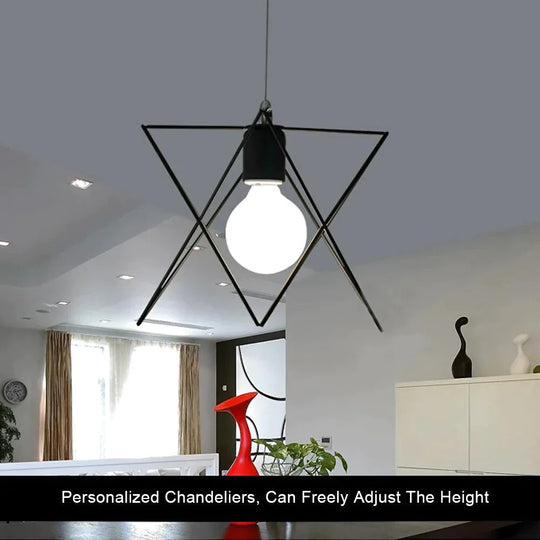 Modern Metal Geometric Pendant Lights Foyer Plug - In Cord 1 - Light Hanging Lamp Loft Rustic Home