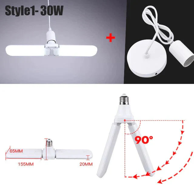 E27 Led Bulb Lamp Ampoule Leds Football Lamps Bulbs Foldable Fan Blade Lights Adjustable 45W 40W