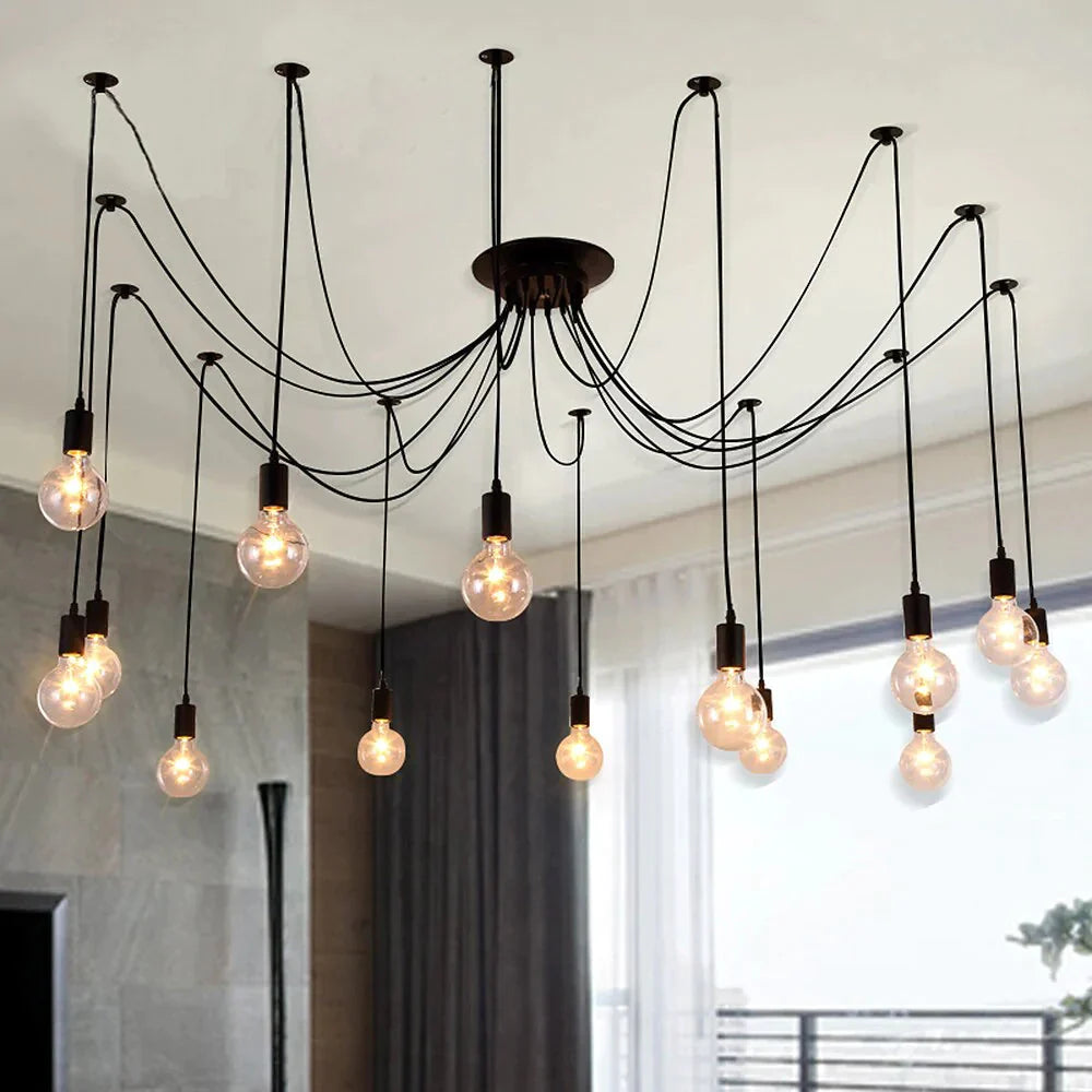 Modern Retro Edison Bulb E27 Vintage Lamps Antique Diy Art Spider Pendant Lights 2 Meters Line Home