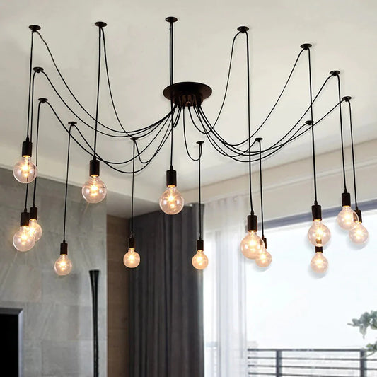 Modern Retro Edison Bulb E27 Vintage Lamps Antique Diy Art Spider Pendant Lights 2 Meters Line Home