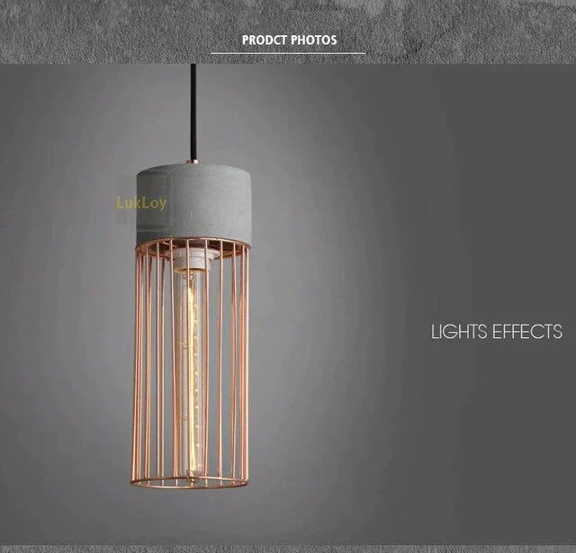 Pendant Lamp Light Creative Modern Concrete Cement Frames Lighting Drop Lights For Dining Living