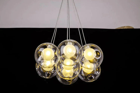 Nordic Modern Led Double - Deck Glass Ball Pendant Lights G4 Bulb Hall