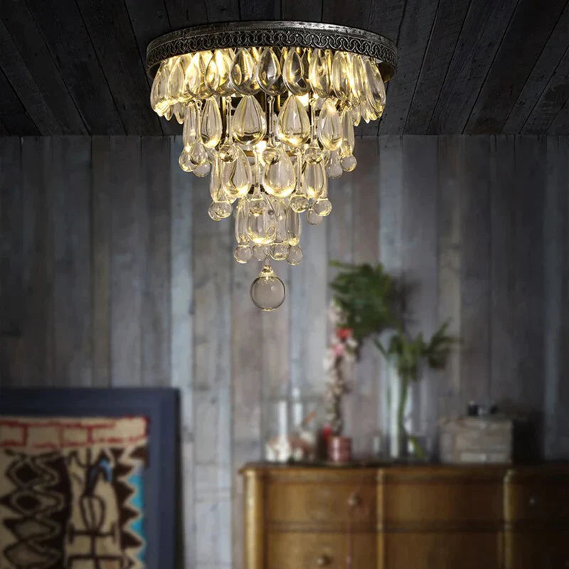 Modern Loft Industrial Vintage Retro Crystal Ceiling Lights E14 Plafonnier Led Lamp Fixture