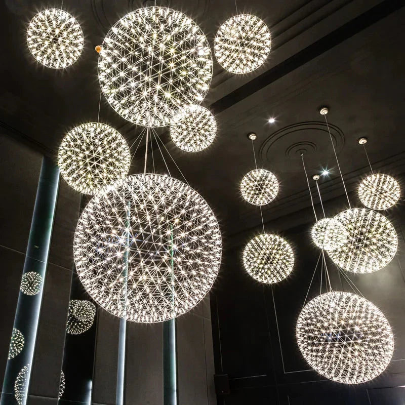 Modern Loft Spark Ball Led Pendant Light Firework Stainless Steel Lamps