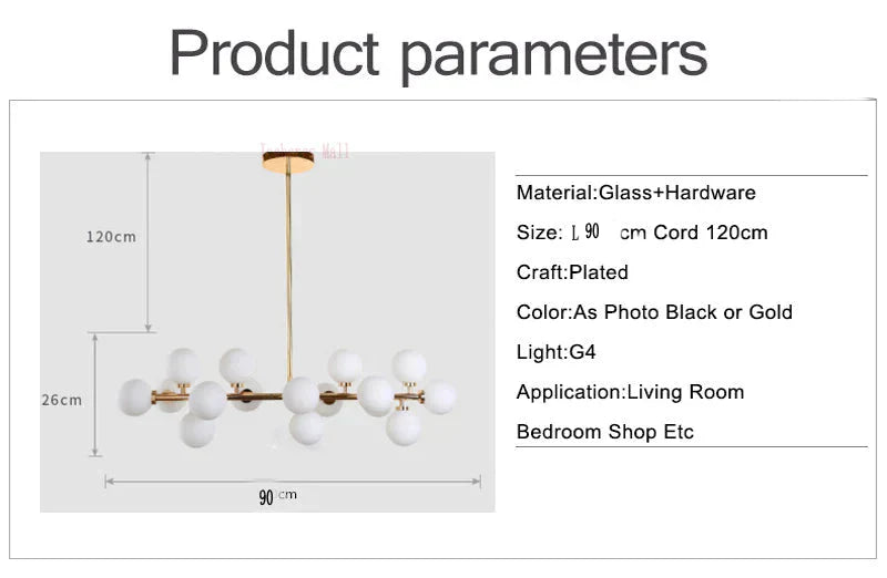 Gold/Black Magic Bean Led Pendant Lights For Dinning Vintage Loft Hanging