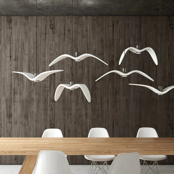 Resin Night Birds Silhouette Sky Freedom Seagull Pendant Light