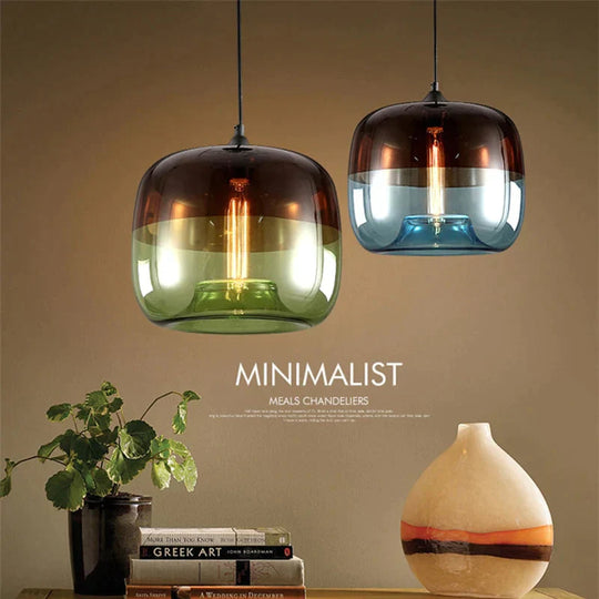 Modern Nordic Art Deco Colorful Hanging Glass Pendant Lamp Lights Fixtures E27 Led For Kitchen