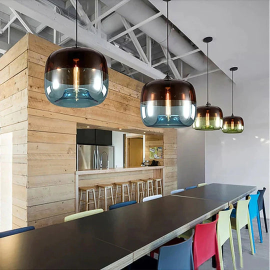 Modern Nordic Art Deco Colorful Hanging Glass Pendant Lamp Lights Fixtures E27 Led For Kitchen