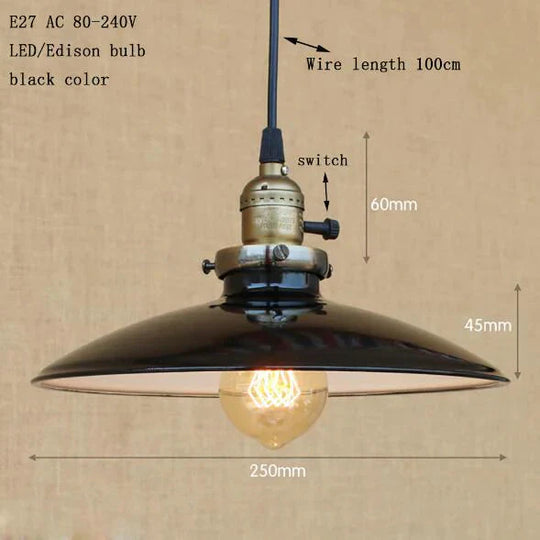 Vintage Hanging Light Modern Led Colorful Iron Pendant Lamp American Loft Style Bar/Restaurant