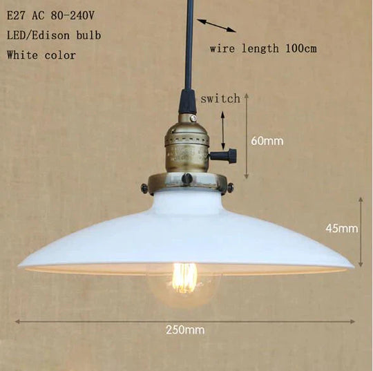 Vintage Hanging Light Modern Led Colorful Iron Pendant Lamp American Loft Style Bar/Restaurant