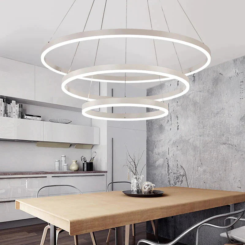 Circel Rings Modern Led Pendant Lights For Dining Living Room Acrylic Cerchio Anello Lampadario