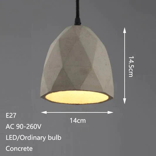 Retro Loft Concrete Pendant Light E27 Led Industrial Deco Hanging Lamp Cement With 5 Styles For