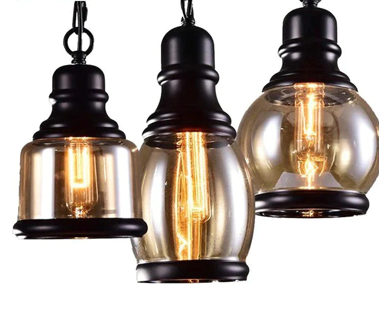 Vintage Loft Pendant Light Industrial Style Amber Glass Lamp Bar/Restaurant Retro Room Bar Bed 3