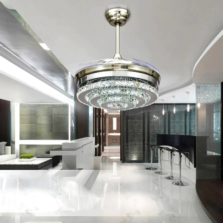 Led Modern Crystal Acrylic Pendant Fan Lamp.led Light.pendant Lights.led Lamp For Foyer Bedroom
