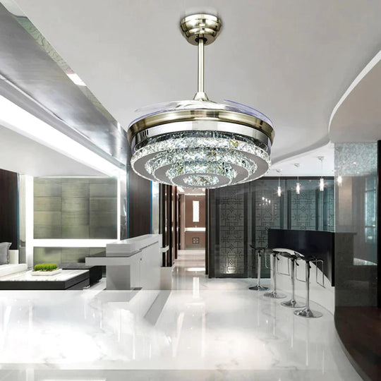 Led Modern Crystal Acrylic Pendant Fan Lamp.led Light.pendant Lights.led Lamp For Foyer Bedroom