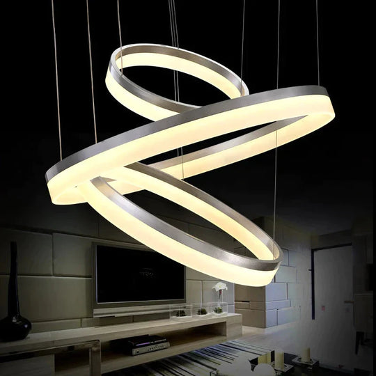 40 60 80Cm 3 Rings Modern Led Pendant Light For Living Room Bedroom Luminaire Acrylic Hanging Lamp