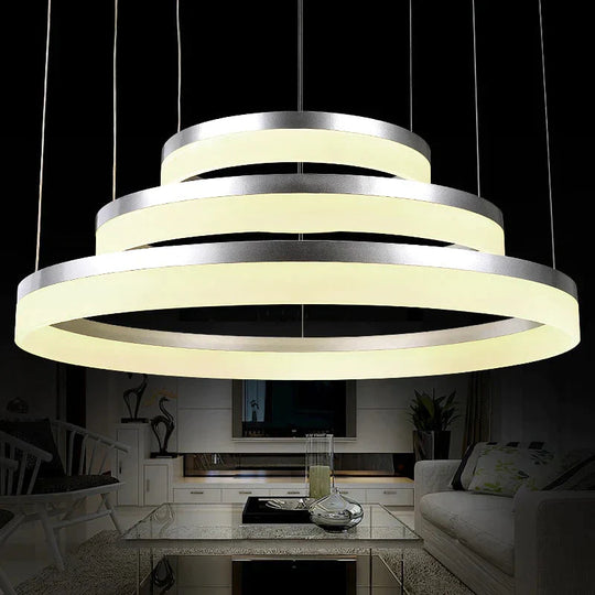40 60 80Cm 3 Rings Modern Led Pendant Light For Living Room Bedroom Luminaire Acrylic Hanging Lamp