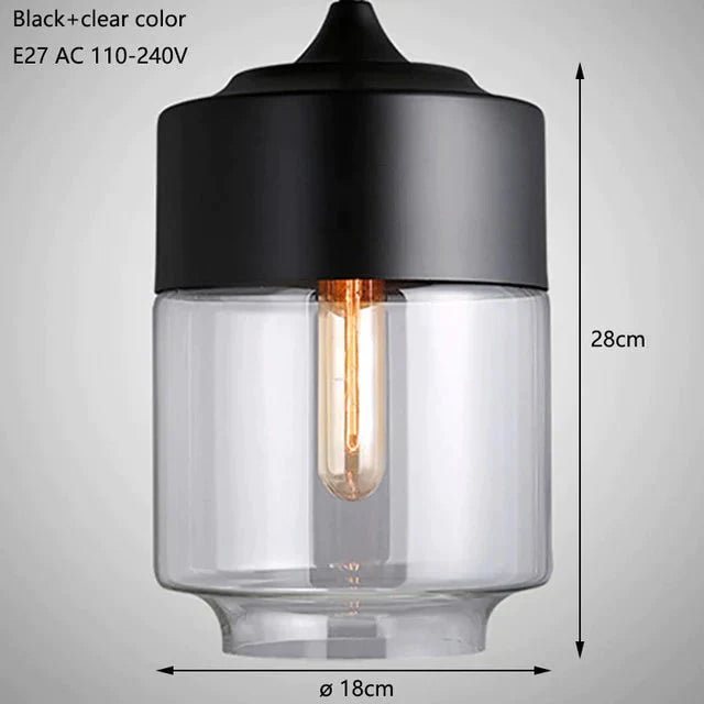 Nordic Modern Loft Hanging Glass Pendant Light For Kitchen Bar Living Room Bedroom Black And Clear