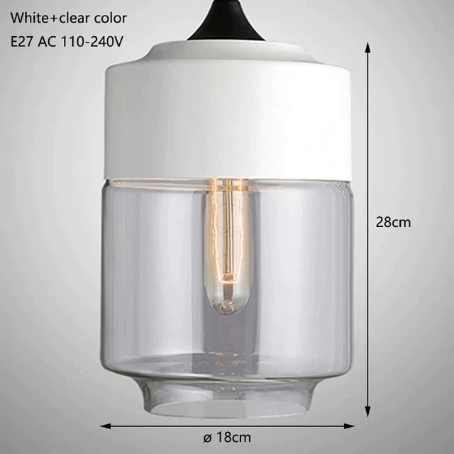 Nordic Modern Loft Hanging Glass Pendant Light For Kitchen Bar Living Room Bedroom White And Clear