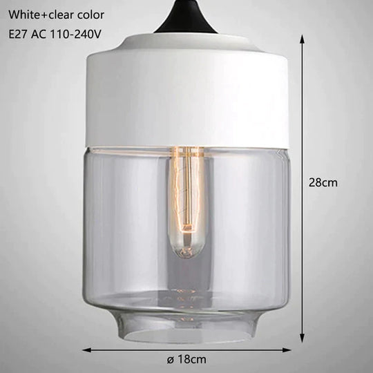 Nordic Modern Loft Hanging Glass Pendant Light For Kitchen Bar Living Room Bedroom White And Clear