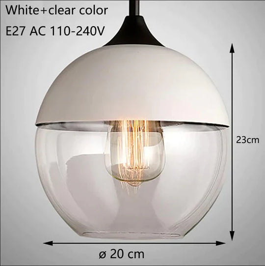 Nordic Modern Loft Hanging Glass Pendant Light For Kitchen Bar Living Room Bedroom White And Clear 2