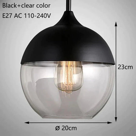 Nordic Modern Loft Hanging Glass Pendant Lamp Fixtures E27 E26 Led Lights For Kitchen Restaurant