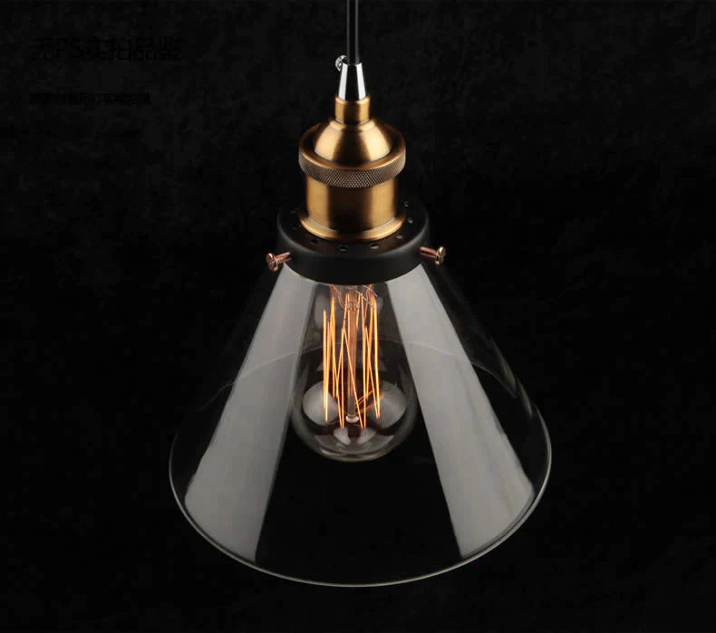 Vintage Glass Pendant Lights Loft Hang Lamp Smoky Grey Hanging Light