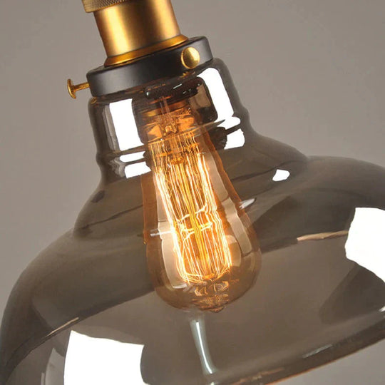 Vintage Glass Pendant Lights Loft Hang Lamp Smoky Grey Hanging Light
