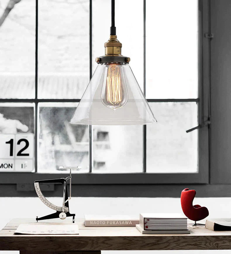 Vintage Glass Pendant Lights Loft Hang Lamp Smoky Grey Hanging Light