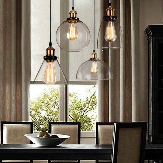 Vintage Glass Pendant Lights Loft Hang Lamp Smoky Grey Hanging Light
