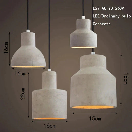 Vintage Art Deco Cement Engraved Hanging Pendant Lamp E27 Led Light With Switch Lighting Fixture