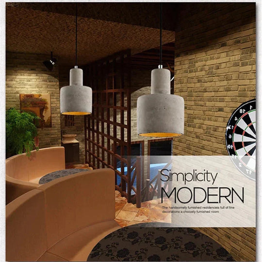 Vintage Art Deco Cement Engraved Hanging Pendant Lamp E27 Led Light With Switch Lighting Fixture