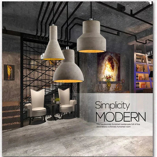 Vintage Art Deco Cement Engraved Hanging Pendant Lamp E27 Led Light With Switch Lighting Fixture