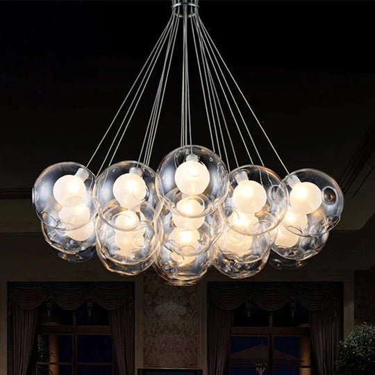 Nordic Modern Led Double - Deck Glass Ball Pendant Lights G4 Bulb Hall 1 / Dia 12Cm