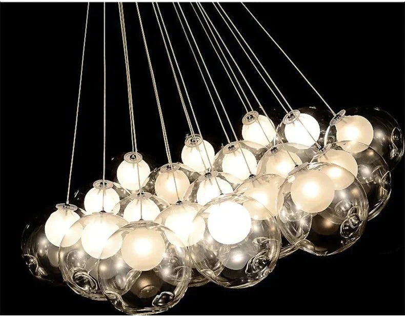 Nordic Modern Led Double - Deck Glass Ball Pendant Lights G4 Bulb Hall