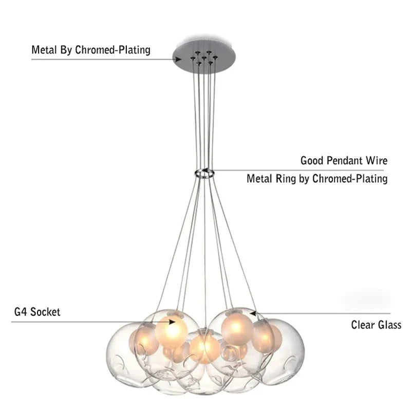 Nordic Modern Led Double - Deck Glass Ball Pendant Lights G4 Bulb Hall