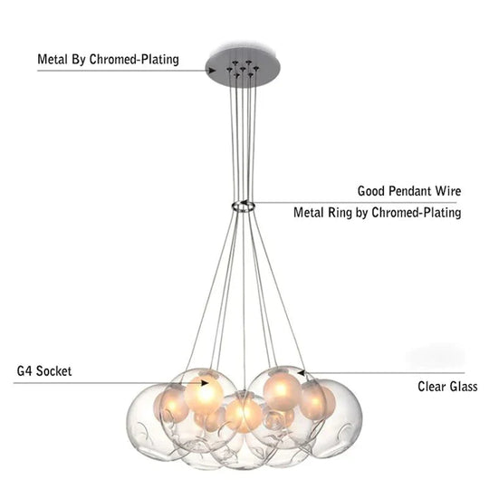 Nordic Modern Led Double - Deck Glass Ball Pendant Lights G4 Bulb Hall