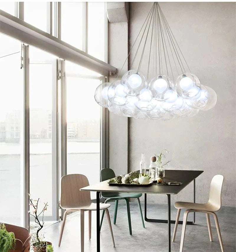 Nordic Modern Led Double - Deck Glass Ball Pendant Lights G4 Bulb Hall