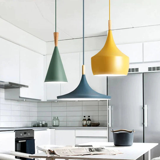 Slope Indoor Lighting Slope Pendant Lights Wood And Aluminum Lamp Restaurant Bar Coffee Dining Room