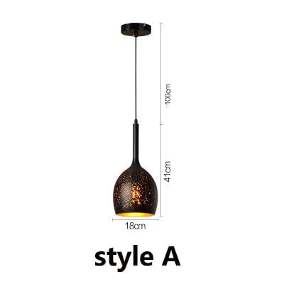 Vintage Pendant Light Iron Loft Nordic Porous Etching Lampshade Model A / St64 40W Warm 220V