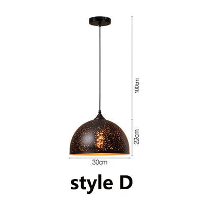 Vintage Pendant Light Iron Loft Nordic Porous Etching Lampshade Model D / St64 40W Warm 220V