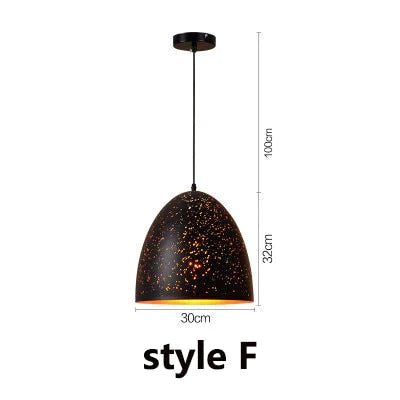 Vintage Pendant Light Iron Loft Nordic Porous Etching Lampshade Model F / St64 40W Warm 220V
