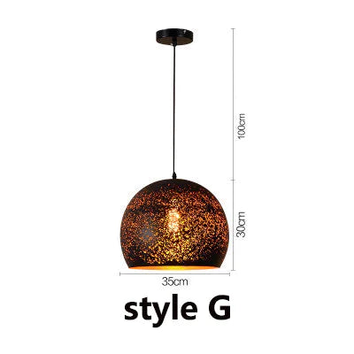 Vintage Pendant Light Iron Loft Nordic Porous Etching Lampshade Model G / St64 40W Warm 220V
