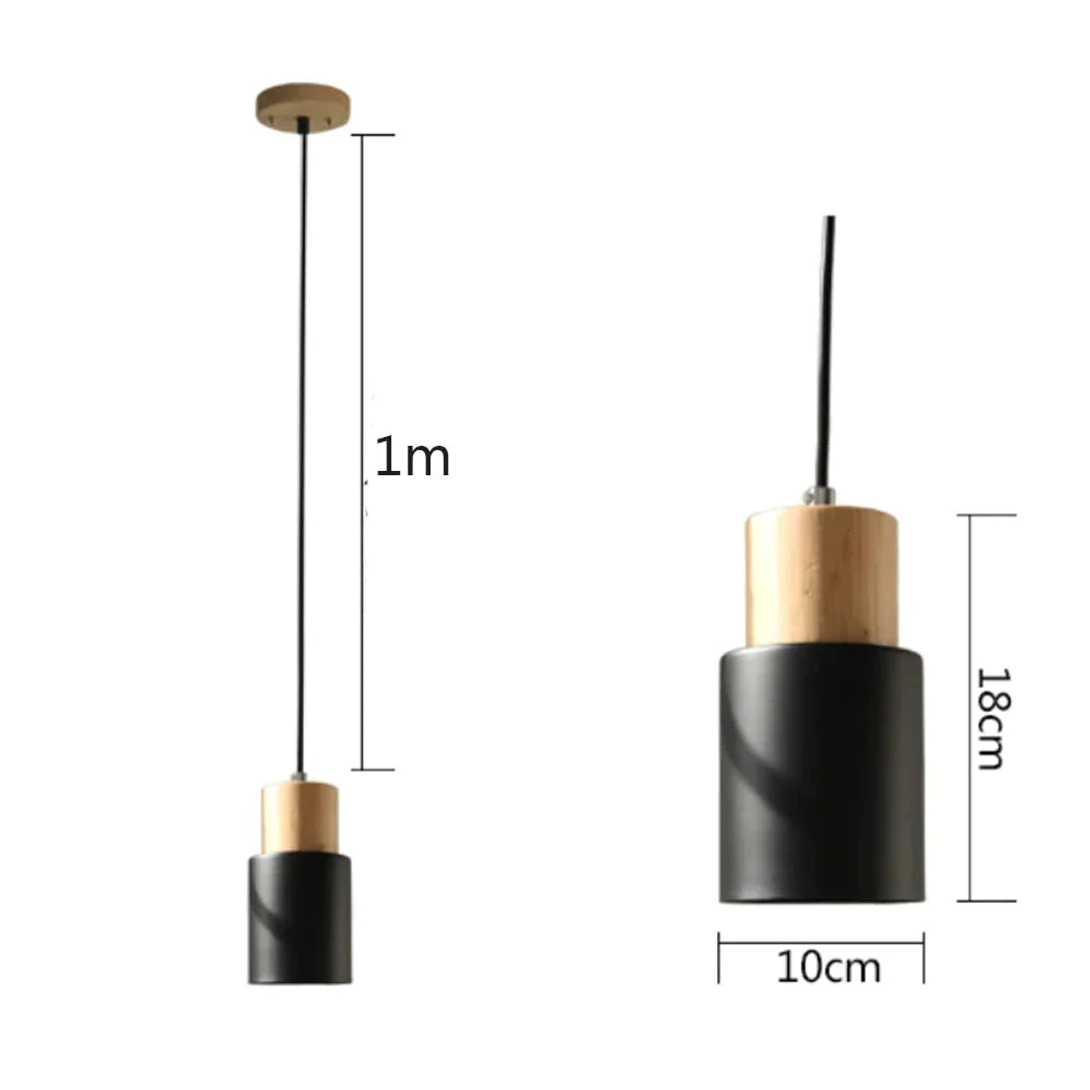 Nordic Simple Wood Pendant Lights Led Hanging Colorful Aluminum Lighting