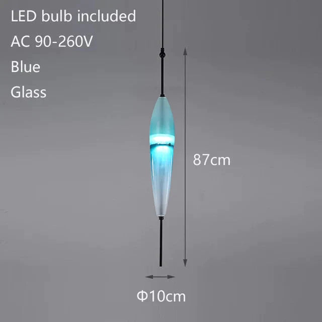 Nordic Modern Teardrop - Shaped Blue Glass Pendant Light Led Art Deco Simple White Hanging Lamp For