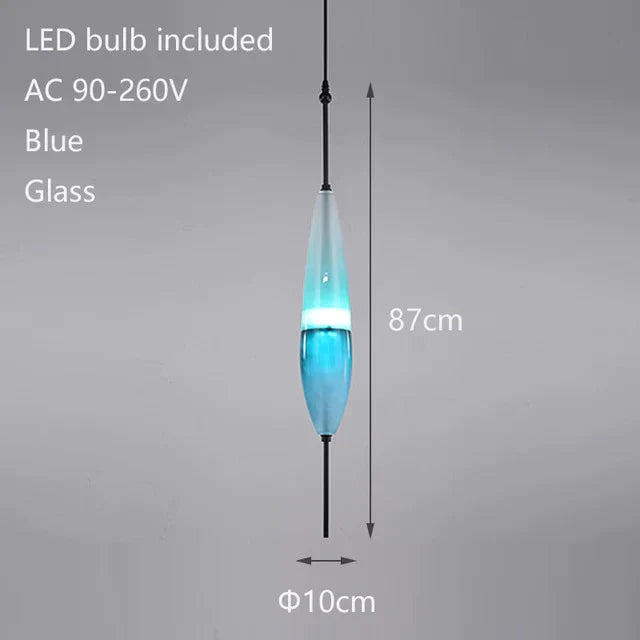 Nordic Modern Teardrop - Shaped Blue Glass Pendant Light Led Art Deco Simple White Hanging Lamp For
