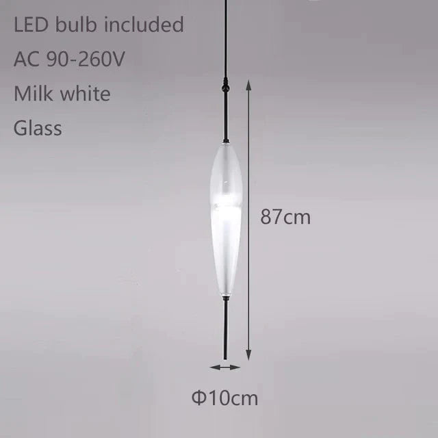 Nordic Modern Teardrop - Shaped Blue Glass Pendant Light Led Art Deco Simple White Hanging Lamp For