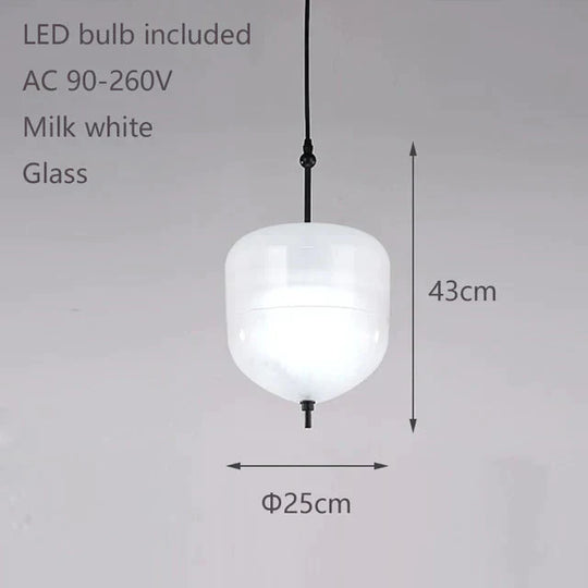 Nordic Modern Teardrop - Shaped Blue Glass Pendant Light Led Art Deco Simple White Hanging Lamp For
